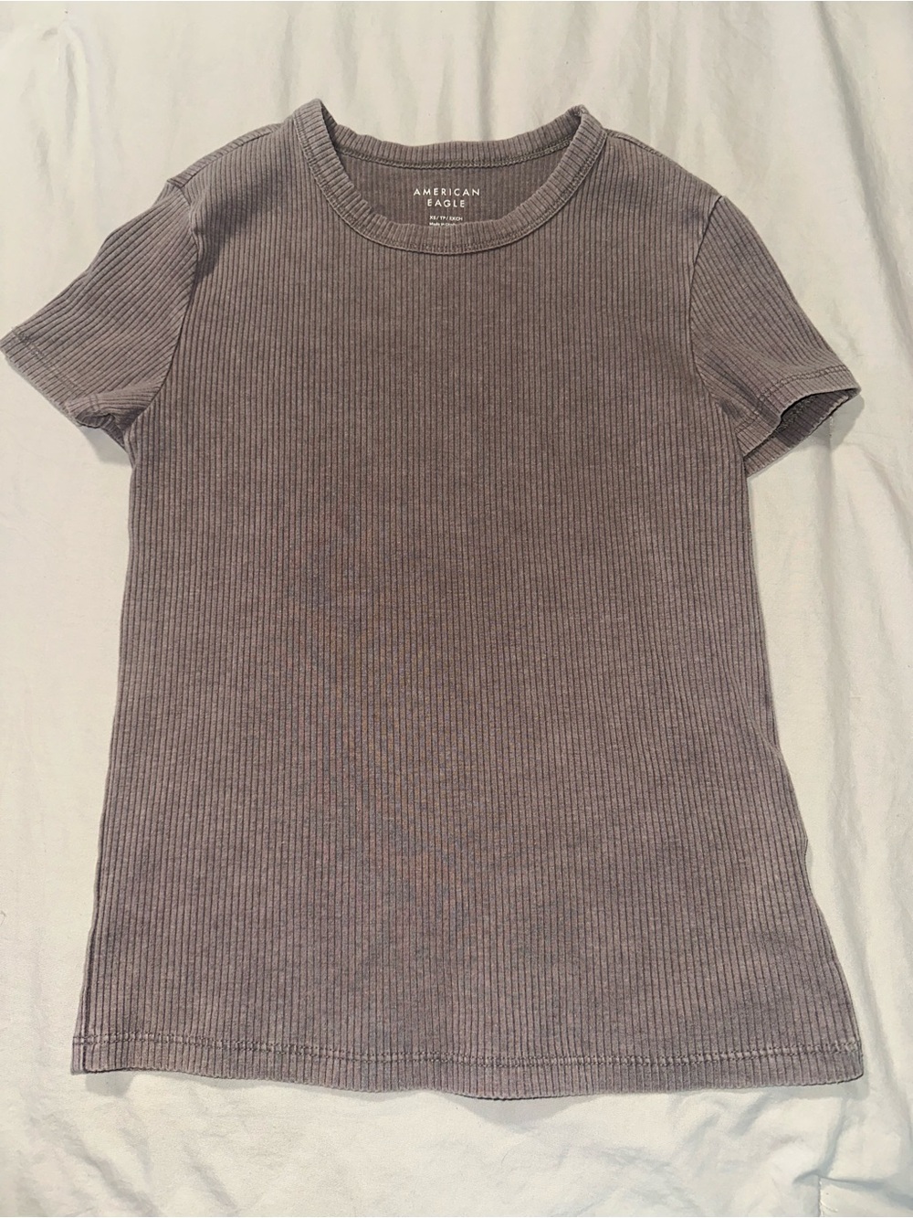 American Eagle Outfitters Brown Ribbed Short Sleeve Tee